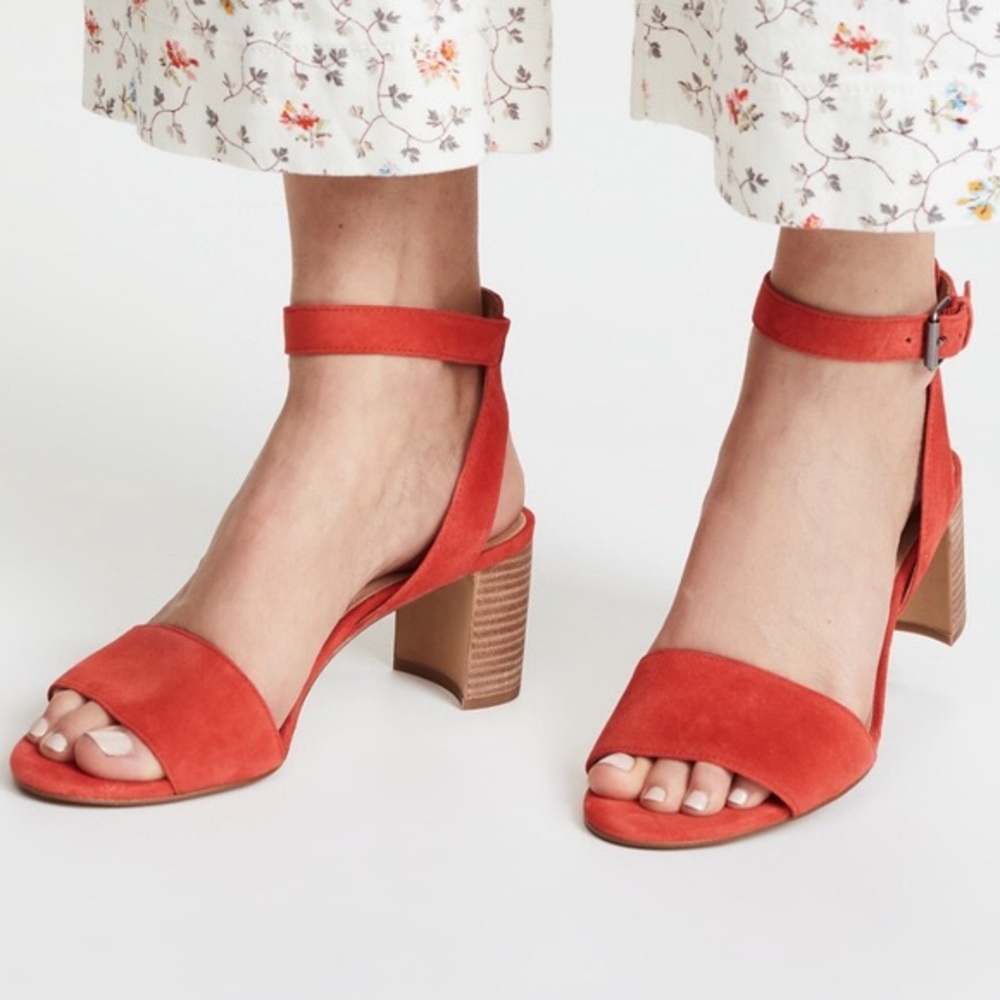 Madewell Ankle Wrap Suede Sandals Siberian Red